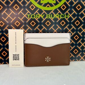 Tory Burch Emerson Soft Color Block Slim Card Case Optic White Moose Gold